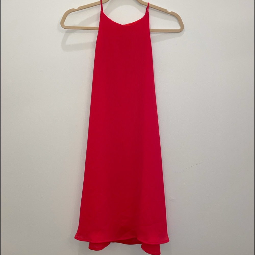 Red high neck loose dress